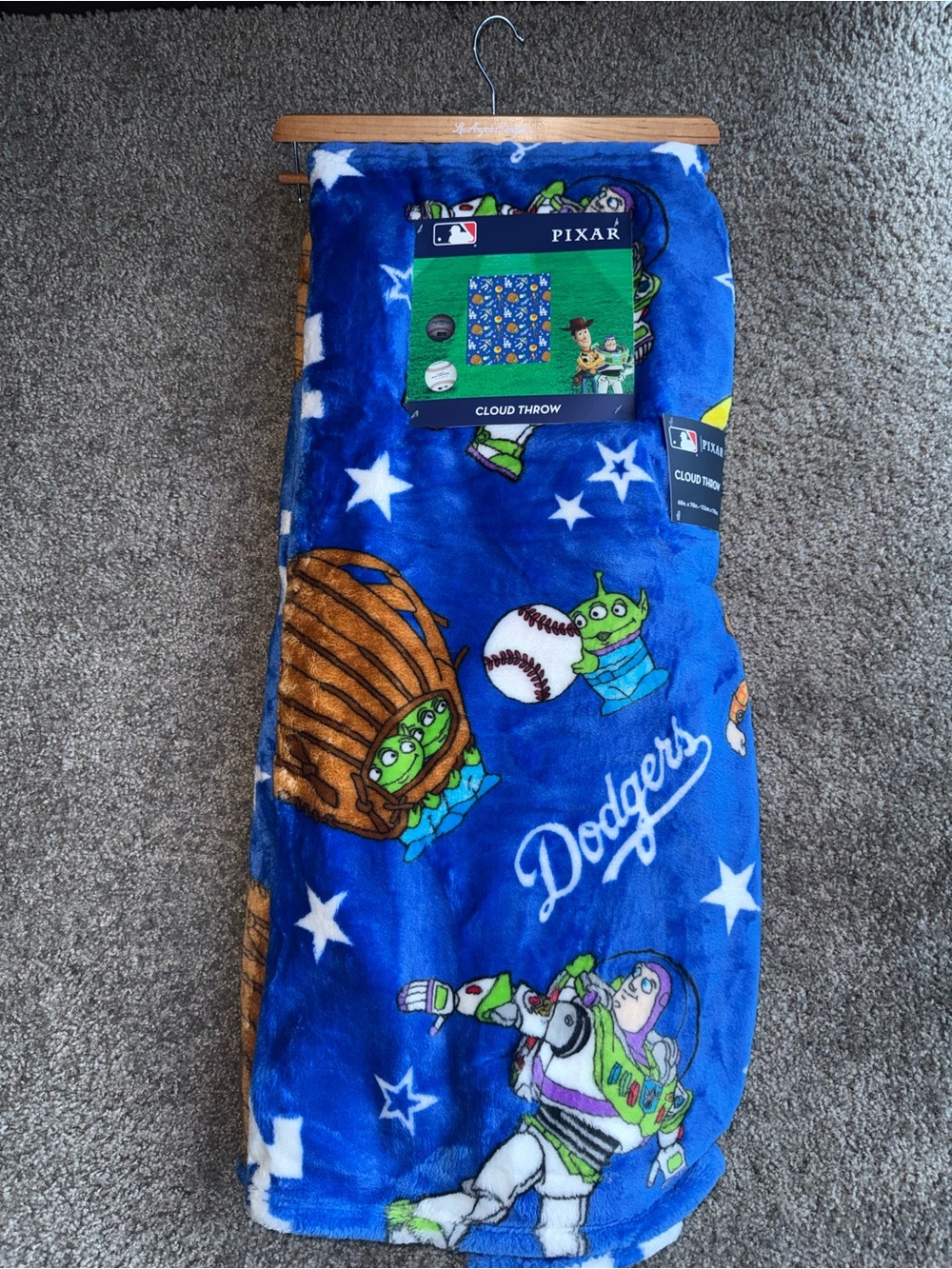 Pixar Dodgers Blue Plush Cloud Throw Blanket
